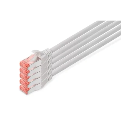 Image de DIGITUS Câble LAN Cat 6 20m 5 pièces RJ45 réseau S/FTP Blindé Compatible 6A &amp; 7 Gris