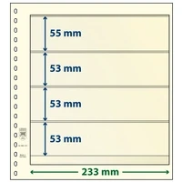 Image de Lindner, T Blanko, Feuilles (18 anneaux) à 4 compartiments (233x53 mm.) Transp. avec feuille de fond couleur champagne dim: 272x296 mm. par pc.