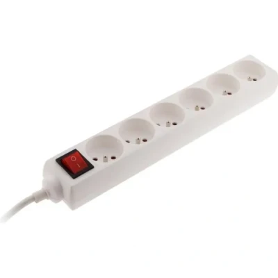 Image de Bloc multiprise ZENITECH 6 prises 16A 2P+T avec interrupteur blanc