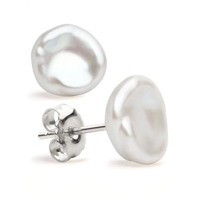 Image de Boucles d&#039;oreilles Perles cultivées Femme d&#039;eau douce Keshi blanc et gris SECRET &amp; YOU Argent sterling 925 Disponible dans 10 tailles de 7 8 mm à 15 16