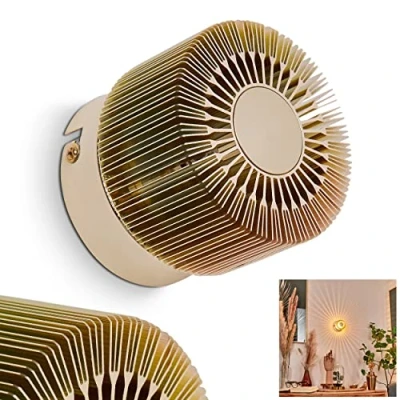 Image de Applique murale Cantoni, lampe ronde en métal doré, 1 flamme, x G9, de lecture moderne avec un superbe effet lumineux, ampoule(s) non incluse(s)