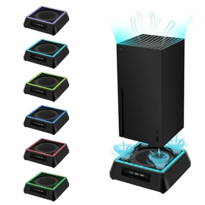 Image de Mcbazel Xbox Series X Support de Refroidissement avec Lumière RVB/Fonction Réglable/Indicateur LED/Ports USB 3.0/USB 2.0 pour Série