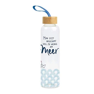 Image de Grafik Werkstatt Gourde en verre avec inscription amusante dragonne 550 ml mer