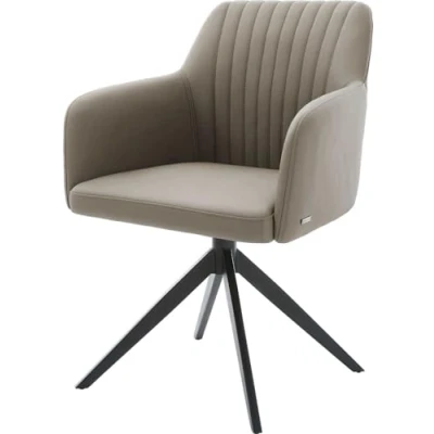 Image de Chaise pivotante Greg Flex cuir de vache couleur boue pied croisé large noir pivotement sur 360 fonction bascule ressorts ensachés