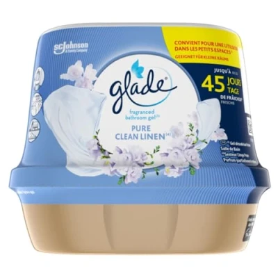 Image de Glade Gel Premium Désodorisant Infusé aux Huiles Essentielles pour Toilette Et Salle de Bain Pure Clean Linen 45 Jours Parfum