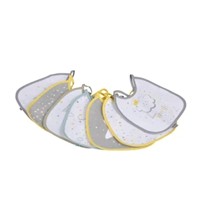 Image de Bébé Douceur, Lot de 7 Bavoirs Semainier avec Lacets Polyester 17,5 x cm Essen&#039;Ciel