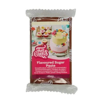 Image de FunCakes Pâte à Sucre Aromatisée Choco: goût délicieux, texture lisse, couleur chocolat assortie, parfait pour les gâteaux, cupcakes et biscuits. halal, casher sans gluten. 250 g