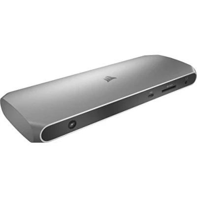 Image de Corsair TBT100 Thunderbolt 3 Dock (Deux ports USB C 3.1, 2x A Deux HDMI, Prise Audio Combinée 3,5 mm, Port Gigabit Ethernet, Lecteur de Carte SD, Compatible avec Mac et Windows)
