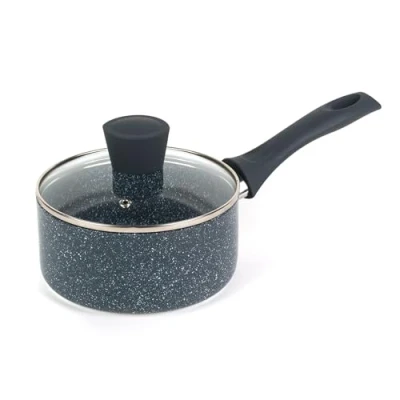 Image de Russell Hobbs RH00844EU Nightfall Stone 16cm Casserole Antiadhésive avec Couvercle en Verre Trempé et évent de vapeur, Casseroles à Soup Aluminium Pressé, Sans PFOA, Induction/va au lave vaisselle