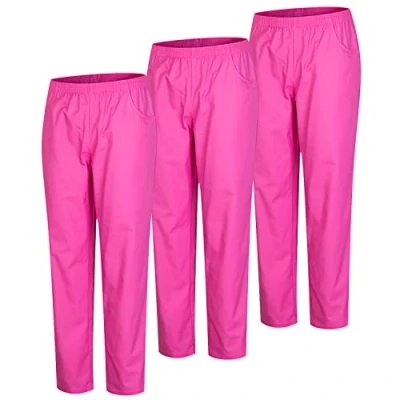 Image de Misemiya Pack 3 pcs Pantalon SANITAIRE Unisex Uniformes MEDICALES SANITAIRES DE Travail Réf 8312 * Large, Fuchsia 21