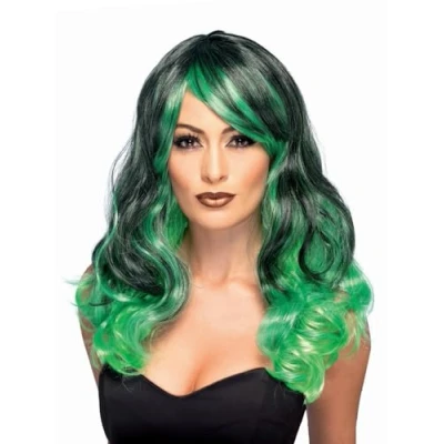Image de Smiffys Perruque multicolore, envoûtante, Vert et noir