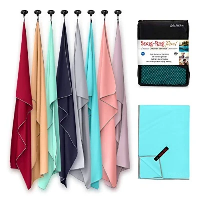 Image de Snug Rug Serviette en Microfibre Super absorbante Séchage Rapide Léger et Compact Voyage la Natation, Le Sport, Sable Serviettes de Plage Beige Plage, Large 80 x 160cm