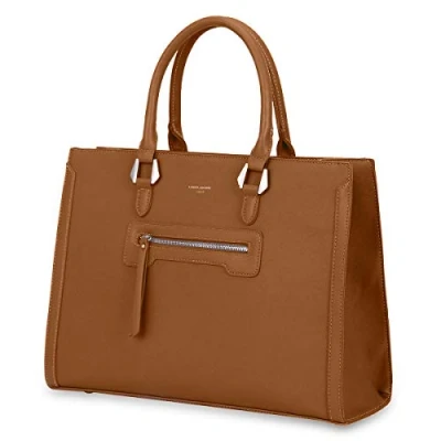 Image de David Jones Elégant Sac à Main Cours Lycée/Ville Travail Poches Multiples Femme Grand Cabas Fourre Tout Simili Cuir PU Shopper Porté Epaule Bandoulière Capacité A4 Mode Chic Marron Camel