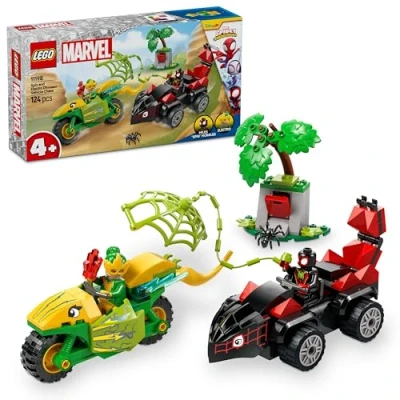 Image de LEGO Marvel Course Poursuite Entre Spin et Electro en Dino véhicules Jouet de Construction avec Voiture Super héros pour Les Enfants dès 4 Ans Spidey Ses Amis extraordinaires 11198
