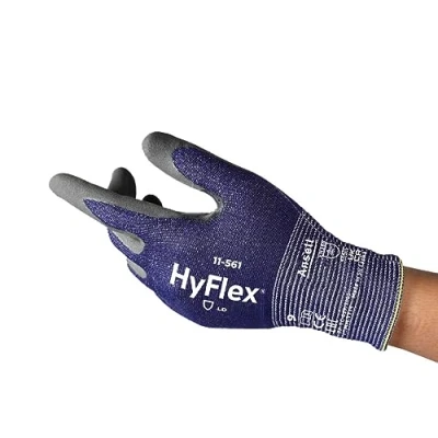 Image de Ansell HyFlex 11 561 Gants Anti Coupures Ultrafins, Enduction Nitrile Résistante à l&#039;Abrasion, de Travail Professionnels Haute Protection, Homme Femme, Bleu, Taille XL (1 Paire)