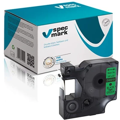 Image de specmark S0720740 Ruban encreur Noir sur vert 9 mm x 7 m