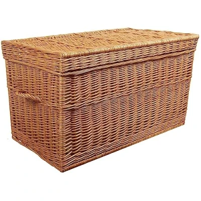 Image de Coffre en osier, taille extra large de 80 cm avec couvercle