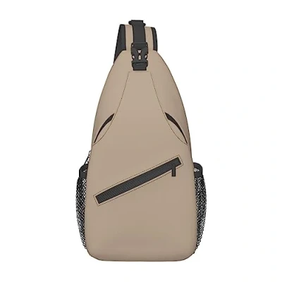 Image de TradesForU Sac à bandoulière marron clair de couleur unie. Robuste et durable, grande capacité stockage. Longueur la sangle réglable., multicolore, Taille unique