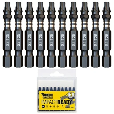 Image de 10 x SabreCut SCTX2550_10 50 mm TX25 T25 Jeu d&#039;embouts de tournevis à percussion une extrémité Torx Heavy Duty avec boîte rangement