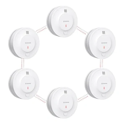 Image de X Sense Détecteur de Fumée Interconnecté sans Fil avec Pile Intégrée 10 Ans, Portée Transmission Plus 250 m (820 Pieds), Conforme à la Norme EN14604, Série Link+, SD19 W, Lot 6