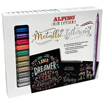 Image de Alpino Color Experience Kit Metallic Lettering Marqueurs Métalliques Double Pointe pour et Calligraphie