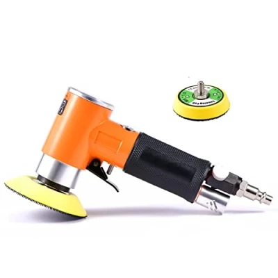 Image de Ponceuse excentrique à air comprimé 75 mm 50 Mini meuleuse d&#039;angle Polisseuse pour voiture, meubles, bois (orange)