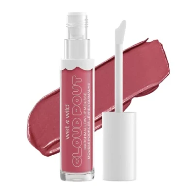 Image de wet n wild, Mousse à Lèvres Cloud Pout Marshmallow, Rouge Liquide Mat, Formule Non Desséchante et Longue Durée, avec Huile d&#039;Argan, d&#039;Avocat Vitamine E,Marsh To My Mallow,Rouge foncé