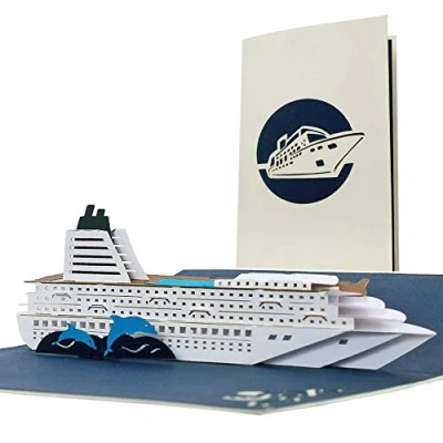 Image de Carte Cadeau Croisière, Pop up avec Bateau de Croisière en 3 D pour Célébrer un Voyage ou une B02