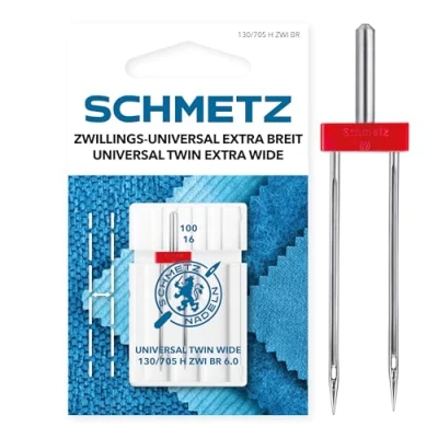 Image de SCHMETZ Aiguilles pour machines à coudre 1 Jumelles Universelles (Universal) 6,0/100 130/705 H ZWI NE 6,0 convient toutes les familiales courantes