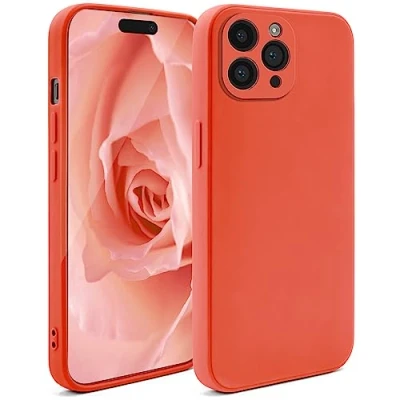 Image de Moozy Minimalist Series coque en silicone pour iPhone 14 Pro Max, rouge Finition mate légère, de protection fine et souple TPU avec surface Neuf