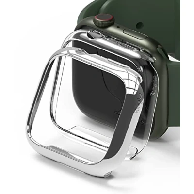 Image de Ringke [Slim] Coque Compatible avec Apple Watch 41mm Series 9/8 / 7 [2 Pack] Transparente Solide Rigide Bumper Clear &amp; Chrome