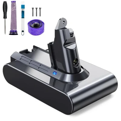 Image de 6000mAh Batterie pour Dyson V6 DC62 DC59 DC61 DC58 DC72 DC74 Aspirateur à Main Remplacement SV03 SV09 SV05 SV06 SV07, avec 2 Filtres et 1 Brosse