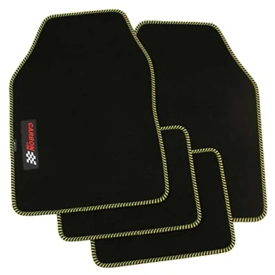 Image de PETEX Lot de 4 Tapis Voiture universels en Carbone Noir/Jaune