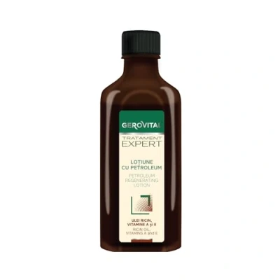 Image de Lotion au Pétrole, Huile de Ricin, Vitamine A et E, Traitement Régénérant pour Cheveux, Réduit la Chute, Stimule Croissance, 100 ml, Gerovital Tratament Expert
