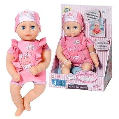 Image de Baby Annabell My First Bath Premier 707227 Poupée de 30 cm avec Corps Imperméable pour Tout Petits Maillot Bain &amp; Bonnet Inclus Lavable à la Main Dès 3 Ans, 707227, Multi