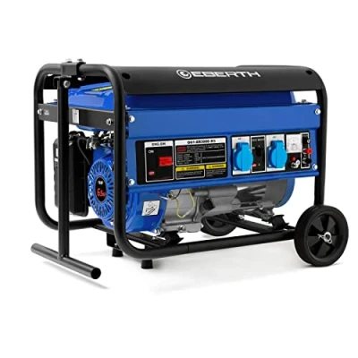 Image de EBERTH 3000 Watt Groupe electrogene Generateur Electrique Portable Moteur à Essence 6,5 CV, 4 Temps, 2X 230V, 1x 12V, démarrage par câble, régulateur Tension Automatique AVR, avec châssis