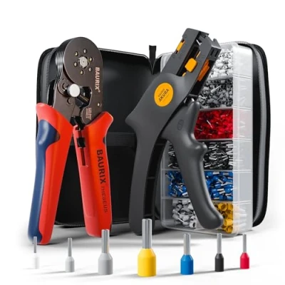 Image de BAURIX® Pince à sertir hexagonale avec 2000 embouts de câble Set I auto réglable [Pour 0,25 6mm²]