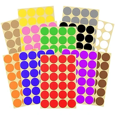 Image de Gomette Ronde,16 Feuilles 32mm Autocollants à Pois Couleur Gommettes 360 Etiquettes de Points CercleF Codage pour Calendriers Scolaires Bureau Carte Artisanat Art