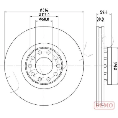 Image de JAPKO 600924C Disque de frein 314 30 10 ventilé peint AUDI: A8 D2, A6 C4 Avant, 100 Berline