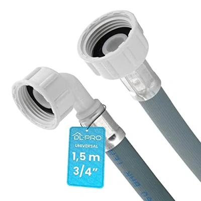 Image de DL pro Tuyau alimentation eau universel d&#039;arrivée d&#039;eau Rallonge 1,5 m (150 cm) max 25C PE 20 BAR PS 60 Type: F/F pour lave vaisselle linge machine à laver sèche