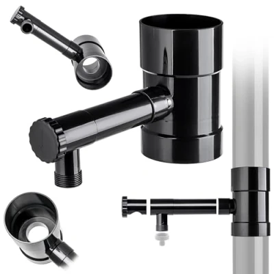 Image de KADAX collecteur d&#039;eau de pluie 100 mm pour tuyau descente, voleur avec valve intégrée, en plastique qualité supérieure, (noir)