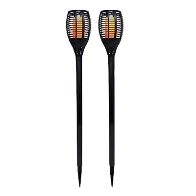 Image de Lot de 2 MINI torches solaires effet flamme LED blanc chaud MAITY SUN H70cm
