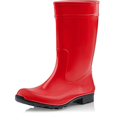 Image de Ladeheid Bottes de Pluie Femme en Caoutchouc PVC avec Semelle Extérieure Antidérapante 100% Imperméable Chaussures pour Femmes résistantes à l&#039;eau LA 967 (Rouge/Noir, 40 EU)