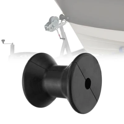 Image de UISKEDS Rouleau d&#039;étrave de remorque marine 7,6 cm, arbre 1/2&quot; support treuil bateau robuste quille en caoutchouc pour arrêter le bateau, guidage