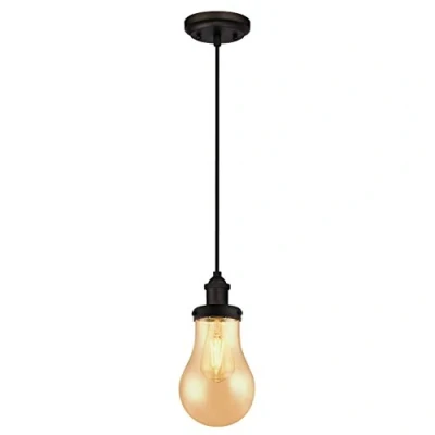 Image de Westinghouse 6337040 63370 Luminaire Suspendu d&#039;Intérieur à Une Lampe, Finition avec Verre en Larme Ambré, Verre/,,, Bronze Huilé