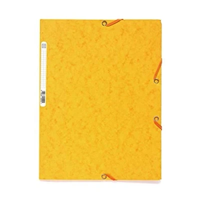 Image de Exacompta Réf. 55509E Carton de 25 chemises à élastiques pochettes 3 rabats en carte lustrée 400 g/m2 dimensions 24 x 32 cm pour documents au format A4 couleur jaune