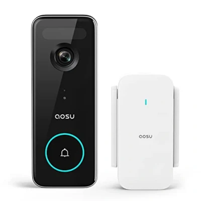 Image de AOSU Sonnette sans Fil avec Caméra HD 5MP, exterieur etanche pile, Sonnettes vidéo Radar et PIR détection, Wi FI 5/2,4 GHz, angle ultra large de 166, aucuns frais mensuels