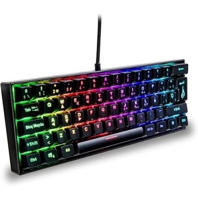 Image de Surefire Kingpin M1 60% mécanique Clavier de Jeu Espagnol, multimédia Petit &amp; Mobile, RVB avec éclairage, Touches 100% Anti ghosting, Disposition espagnole QWERTY