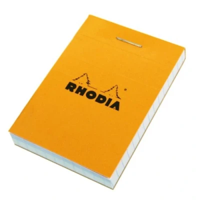 Image de RHODIA 10200C Bloc Notes Agrafé N10 Orange Petits Carreaux 5,2 x 7,5 cm 80 Feuillets Détachables Papier Clairefontaine Blanc g/m² Couverture en Carte Enduite Souple