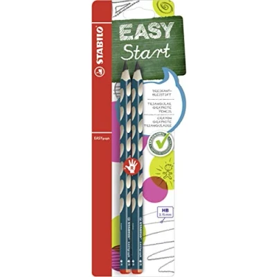 Image de Crayon graphite ergonomique STABILO EASYgraph 2 crayons HB (bleu ardoise) Droitier